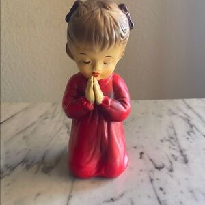 Elegant Red Praying Child Figurine